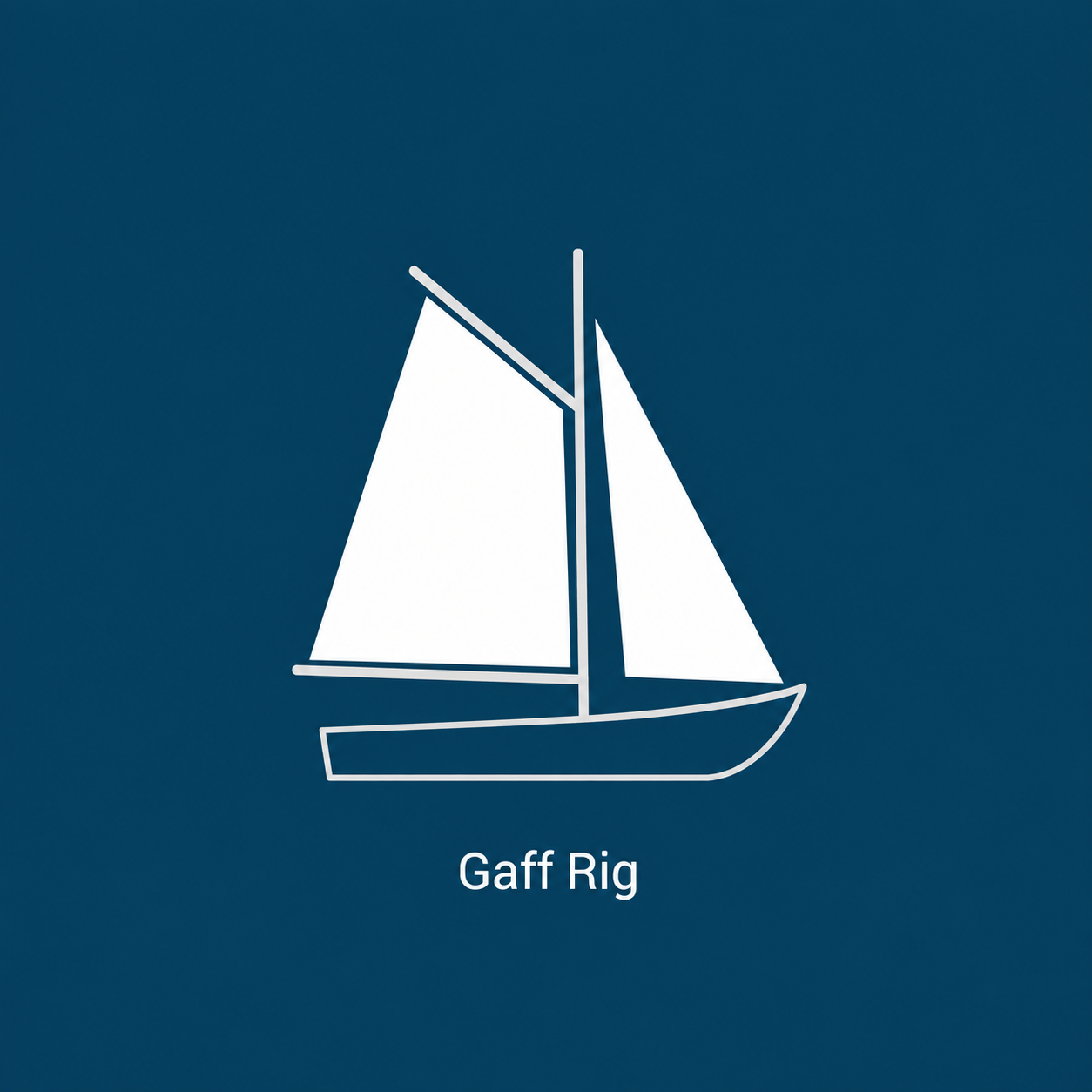 Gaff sail rig.
