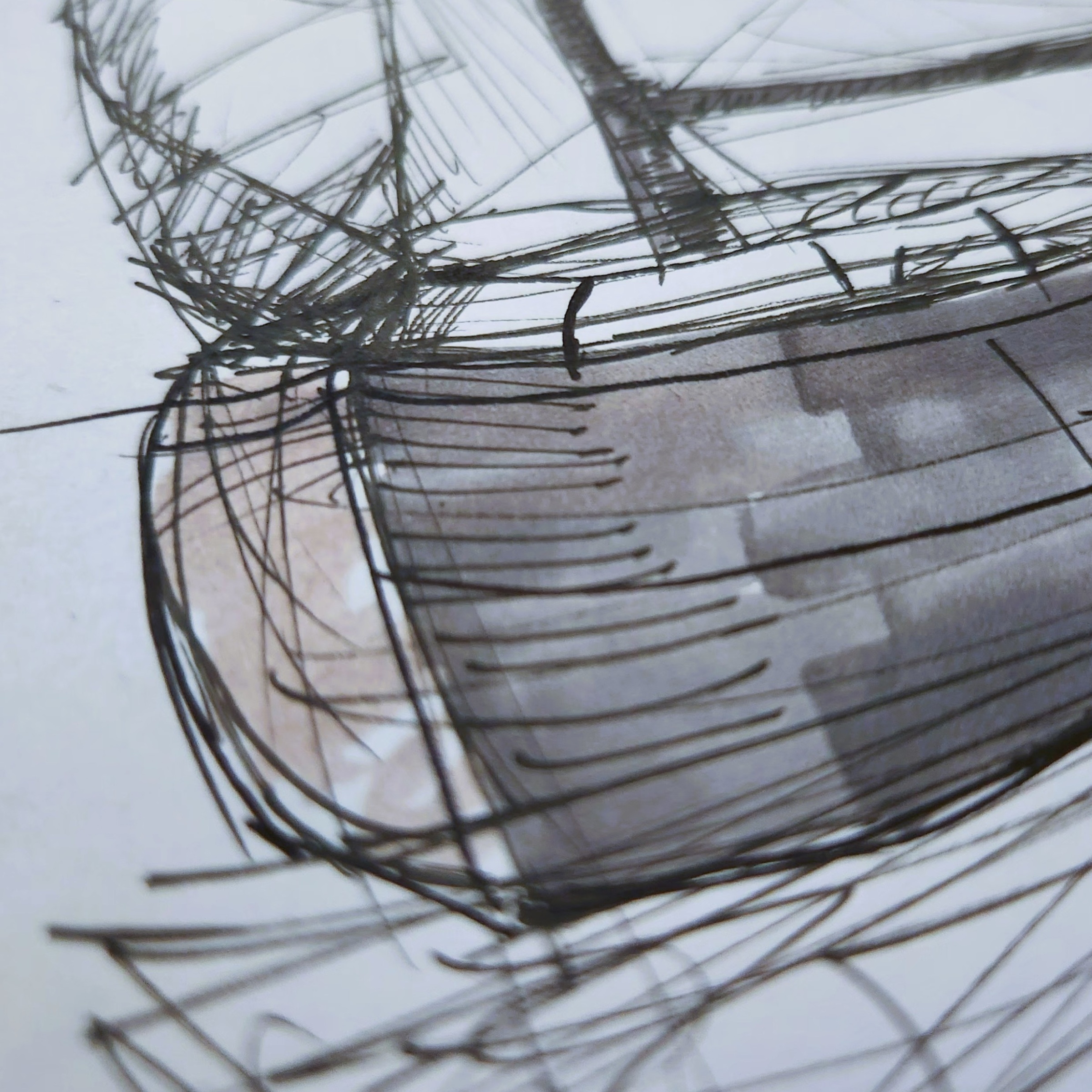 Early yacht sketches exploring hull form and proportions. © EHBLX